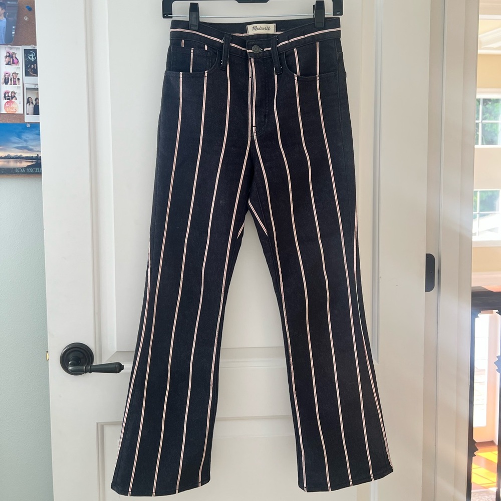 Madewell Black and White Striped Pants